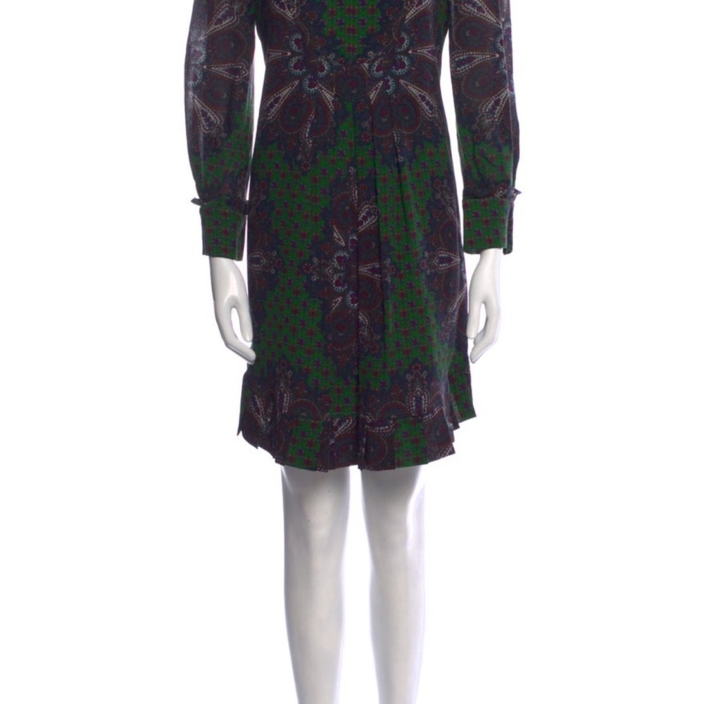 Elegant Green and Black Paisley Dress
